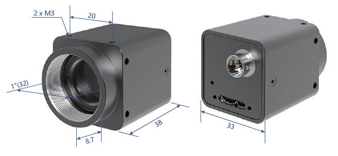 SWIR331 Abmessungen der Kamera SWIR331 Abmessungen der Kamera